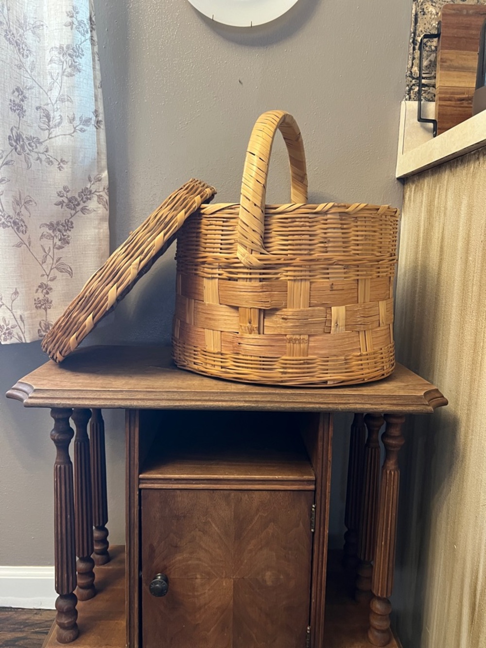 Vintage wicker gathering basket